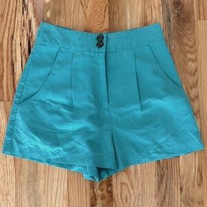 Topshop Teal Blue High-Waisted Tailored Shorts Sz 2 / 34